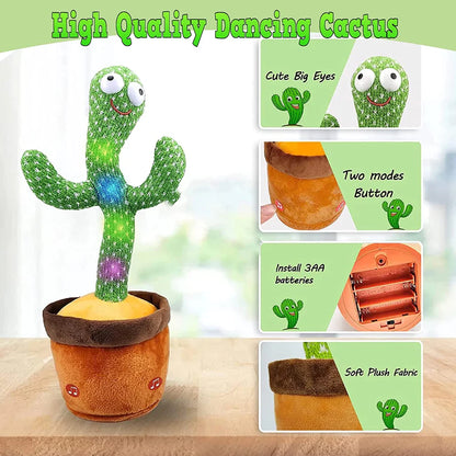 Dancing Cactus Plush Toy Doll Electronic Recording Shake with Song Funny Gift US